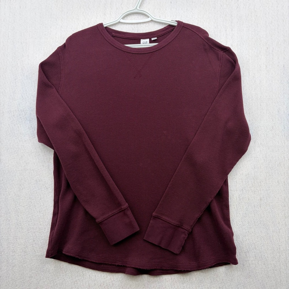 Gap Mens Waffle Knit Thermal Shirt XL Burgundy Maroon Long Sleeve Cotton Top